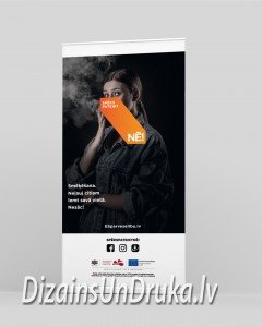 Roll-up stand design sample against smoking with the slogan Strength to say no