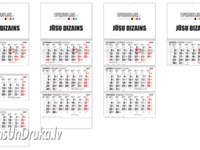Dažāda izmēra sienas kalendāri ar vietu individuālam dizainam