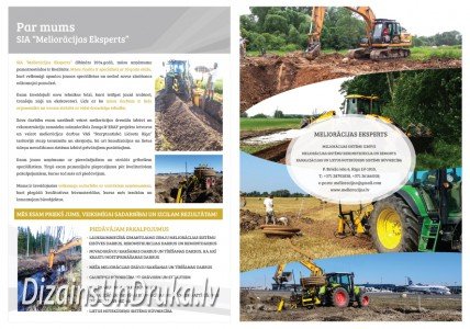 Double-sided flyers printing sample for a land drainage company with heavy machinery