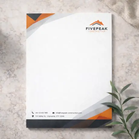 Custom letterhead printing with company logo and contact details