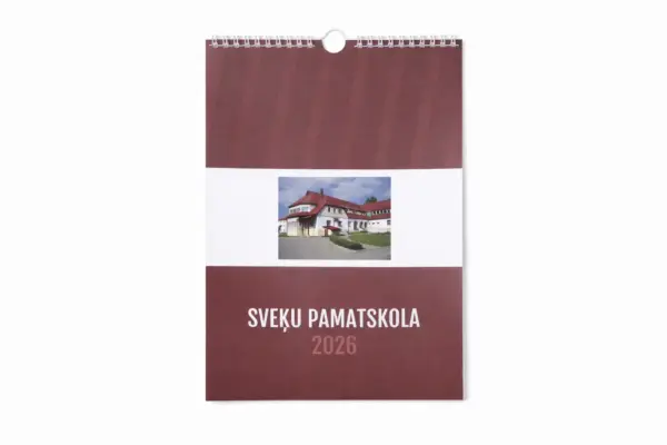 Custom flip calendar Sveķu Pamatskola 2026 with spiral binding