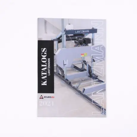 Lantzmann 2024 catalog with machinery photo for custom brochure printing