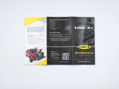 Open tri-fold brochure, sample of custom booklet printing and booklet design