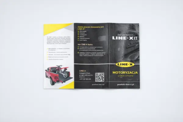 Open tri-fold brochure, sample of custom booklet printing and booklet design
