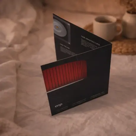 Black folded booklet with LED architecture design, custom booklet printing sample
