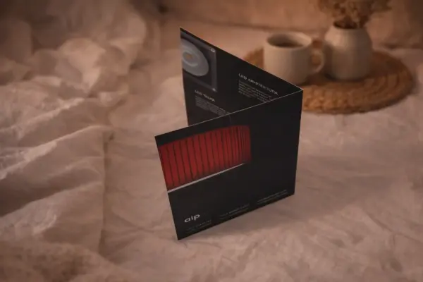 Black folded booklet with LED architecture design, custom booklet printing sample
