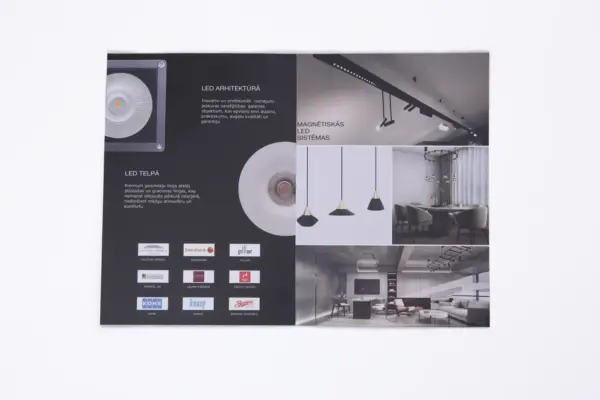 Open booklet about LED systems, a custom booklet printing sample
