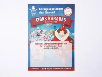Красочная листовка Circus Karabas как образец печати листовок