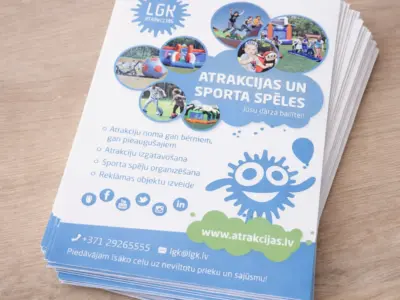Custom leaflet printing sample with LGK attractions and sports games advertisement