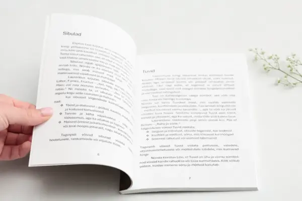 Open soft cover book as a sample of custom book printing
