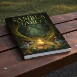 Sambla Taro custom soft cover book on a wooden bench