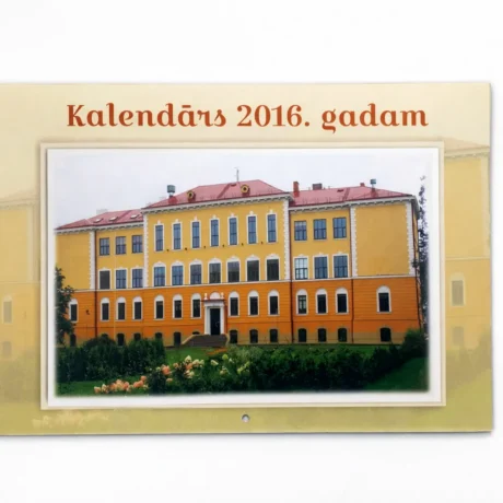 Custom flip calendar with a building image and the text Calendar for 2016