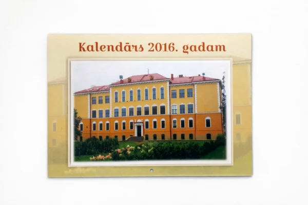 Custom flip calendar with a building image and the text Calendar for 2016