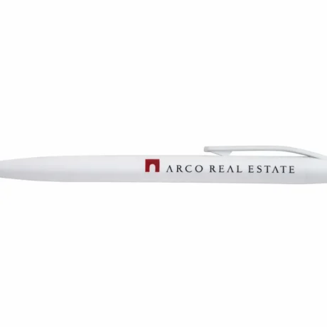 Balta plastmasas pildspalva ar apdruku ARCO REAL ESTATE BASIC