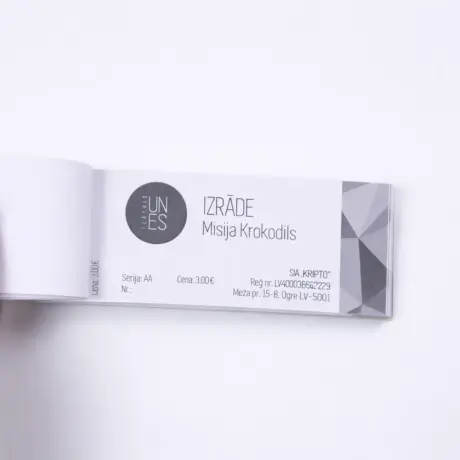 Perforated theatre ticket booklet as a custom ticket printing sample