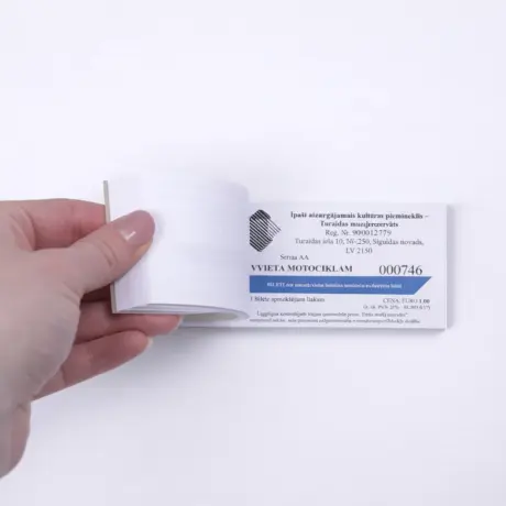 Custom ticket printing booklet with numbering and perforation
