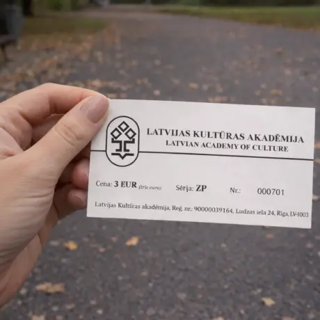 Printed custom ticket for the Latvian Academy of Culture with numbering and price