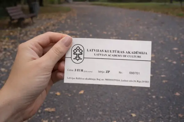 Printed custom ticket for the Latvian Academy of Culture with numbering and price