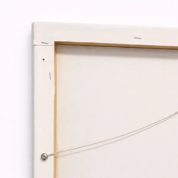 Custom canvas printing: back of wooden frame with hanging cord