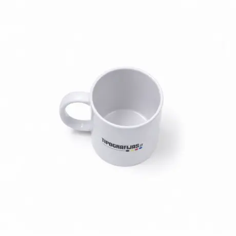 White custom mug with print and Tipografijas.lv logo