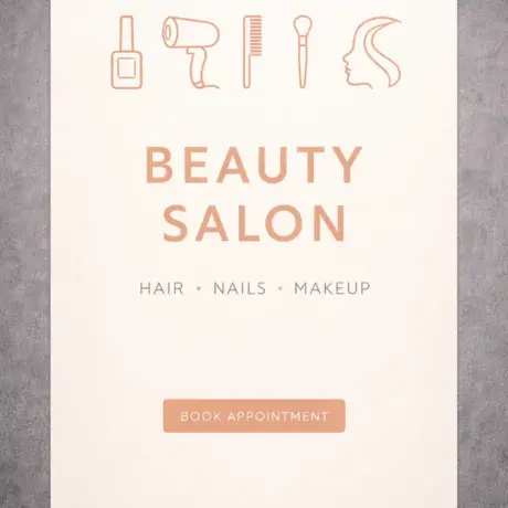 Beauty salon custom event poster design and printing with service icons
