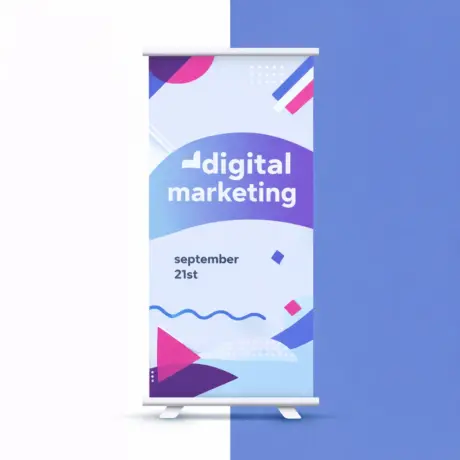 Custom roll-up stand printing with digital marketing design and high-quality print