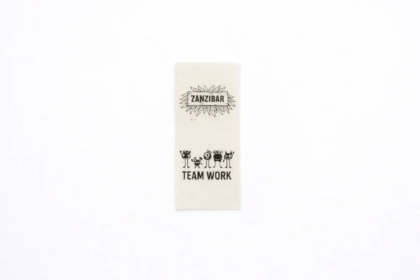 Натуральная хлопковая бирка с черной печатью Zanzibar и Team Work