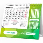 Custom desk calendar printing: green spiral desk calendar with personalized design